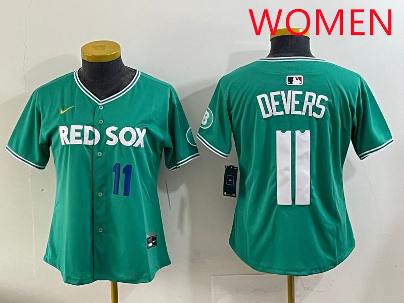 Women 2025 Boston Red Sox #11 Devers Dark Green Joint Name Nike MLB Jersey style 4->women mlb jersey->Women Jersey